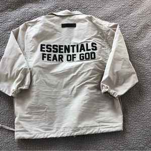 Fear of God Essentials coach jacket beige black